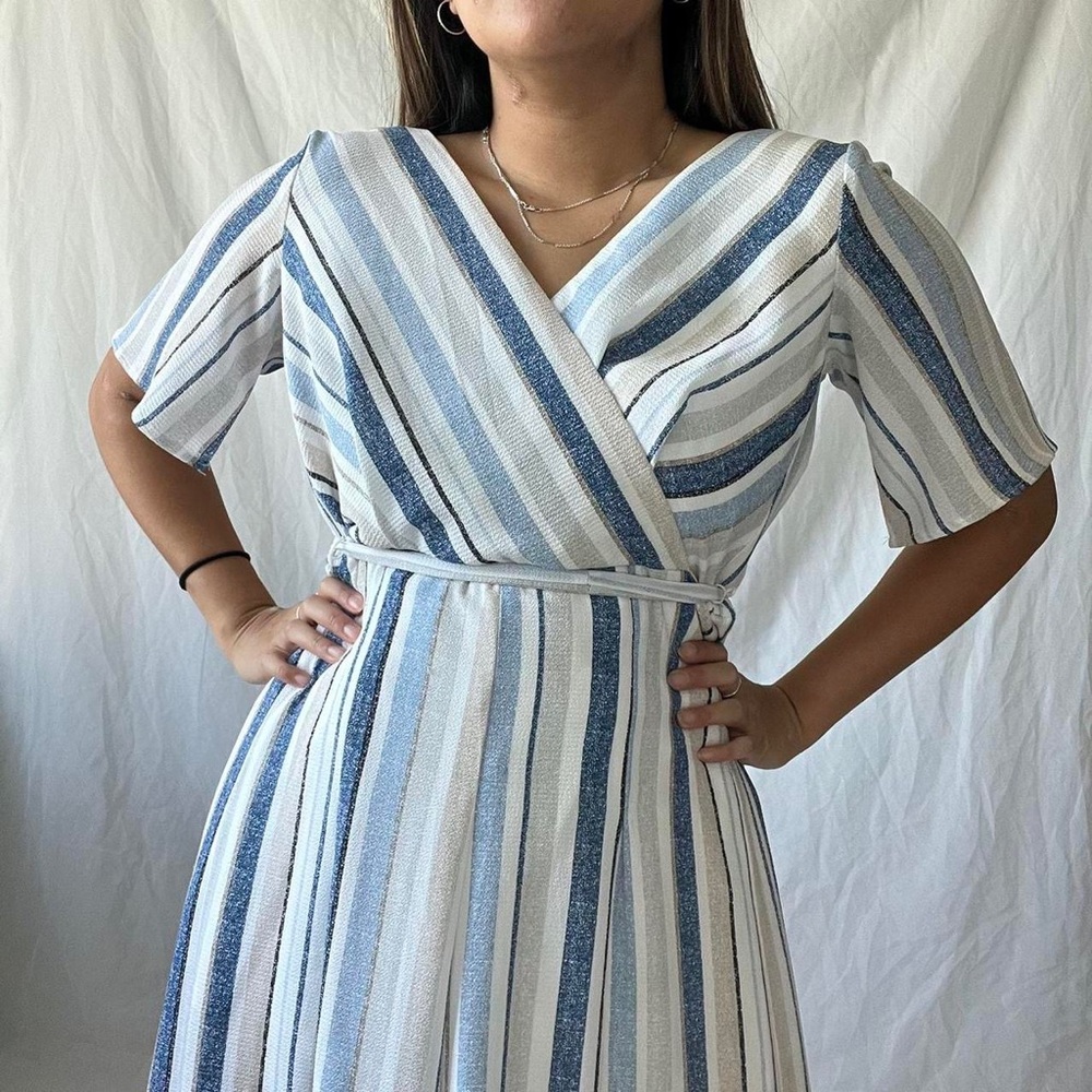 Trixxi Women's Blue and White Jumpsuit